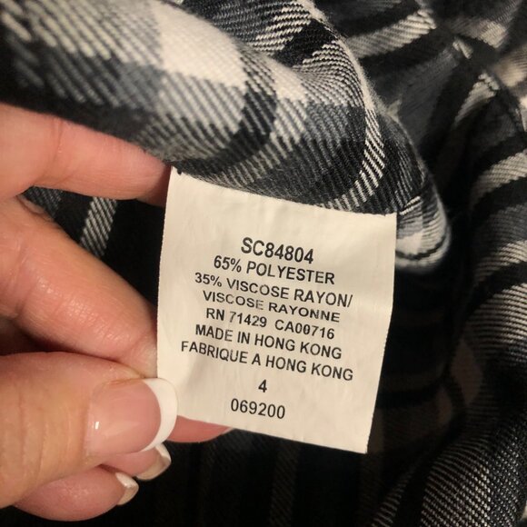 Studio Jax Black White Plaid Skirt Womens Size 4 Dark Acedemia A-Line Flare - Picture 7 of 8